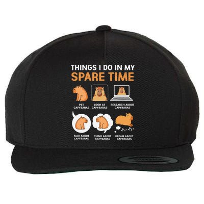 Capybara Lover Things I Do In My Spare Time Wool Snapback Cap