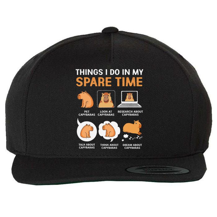 Capybara Lover Things I Do In My Spare Time Wool Snapback Cap
