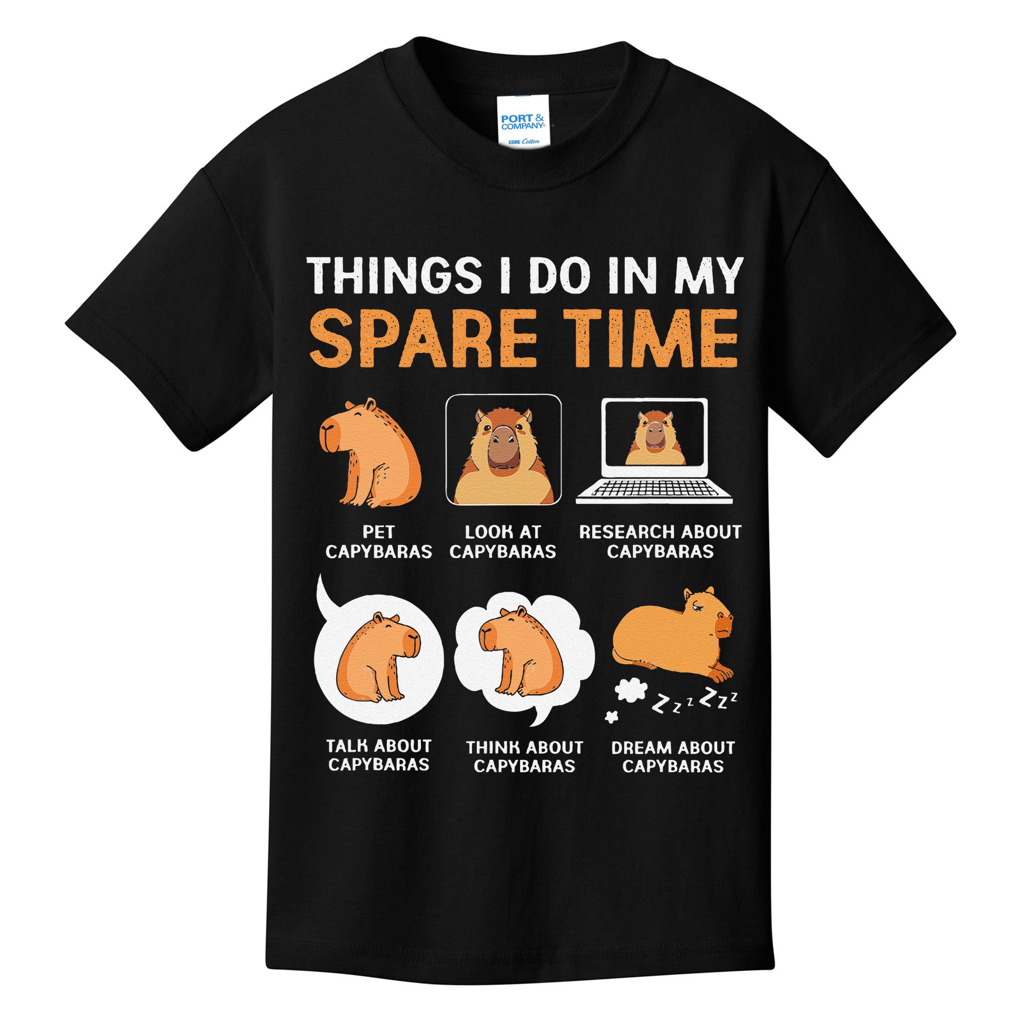 Capybara Lover Things I Do In My Spare Time Kids T-Shirt