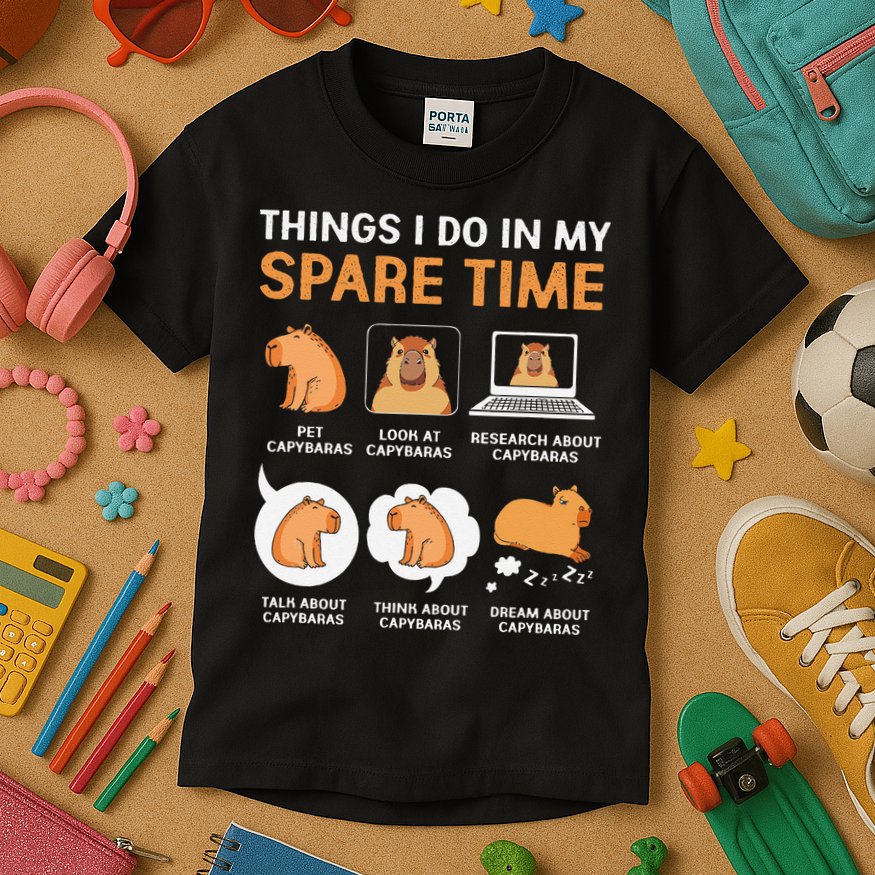 Capybara Lover Things I Do In My Spare Time Kids T-Shirt