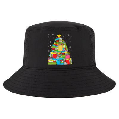 Christmas Library Tree Funny Librarian Book Lover Xmas Light Cool Comfort Performance Bucket Hat