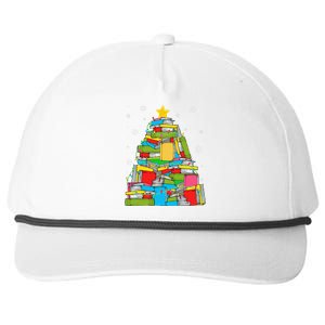 Christmas Library Tree Funny Librarian Book Lover Xmas Light Snapback Five-Panel Rope Hat