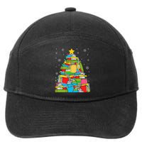 Christmas Library Tree Funny Librarian Book Lover Xmas Light 7-Panel Snapback Hat