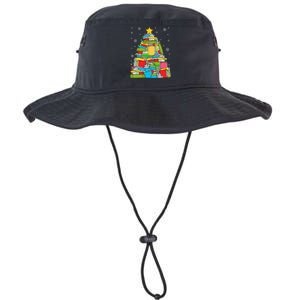 Christmas Library Tree Funny Librarian Book Lover Xmas Light Legacy Cool Fit Booney Bucket Hat