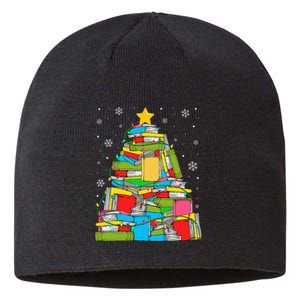 Christmas Library Tree Funny Librarian Book Lover Xmas Light Sustainable Beanie