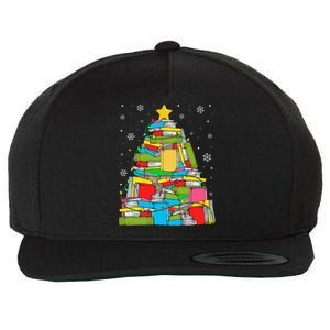 Christmas Library Tree Funny Librarian Book Lover Xmas Light Wool Snapback Cap