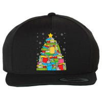 Christmas Library Tree Funny Librarian Book Lover Xmas Light Wool Snapback Cap