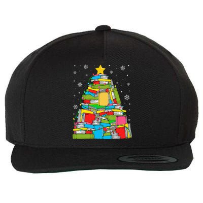 Christmas Library Tree Funny Librarian Book Lover Xmas Light Wool Snapback Cap