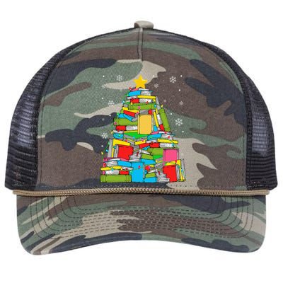 Christmas Library Tree Funny Librarian Book Lover Xmas Light Retro Rope Trucker Hat Cap