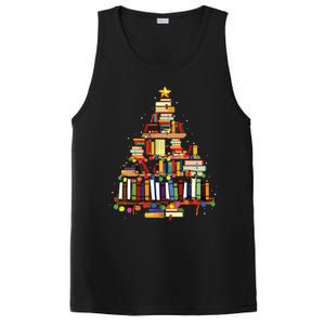 Christmas Library Tree Gift For Librarian And Book Lover Long Sleeve PosiCharge Competitor Tank