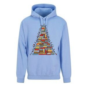 Christmas Library Tree Gift For Librarian And Book Lover Unisex Surf Hoodie