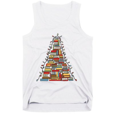 Christmas Library Tree Gift For Librarian And Book Lover Tank Top