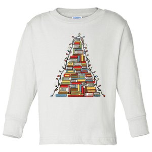 Christmas Library Tree Gift For Librarian And Book Lover Toddler Long Sleeve Shirt