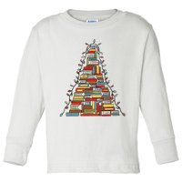 Christmas Library Tree Gift For Librarian And Book Lover Toddler Long Sleeve Shirt