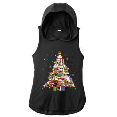 Christmas Library Tree Librarian Book Lover Ladies PosiCharge Tri-Blend Wicking Draft Hoodie Tank