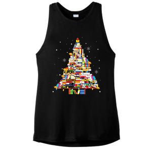 Christmas Library Tree Librarian Book Lover Ladies PosiCharge Tri-Blend Wicking Tank