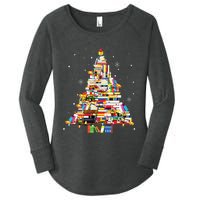 Christmas Library Tree Librarian Book Lover Women's Perfect Tri Tunic Long Sleeve Shirt