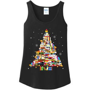 Christmas Library Tree Librarian Book Lover Ladies Essential Tank