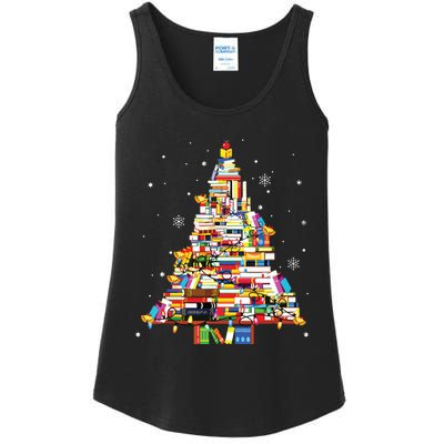 Christmas Library Tree Librarian Book Lover Ladies Essential Tank