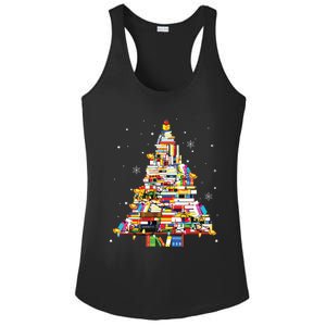 Christmas Library Tree Librarian Book Lover Ladies PosiCharge Competitor Racerback Tank