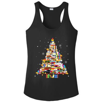 Christmas Library Tree Librarian Book Lover Ladies PosiCharge Competitor Racerback Tank