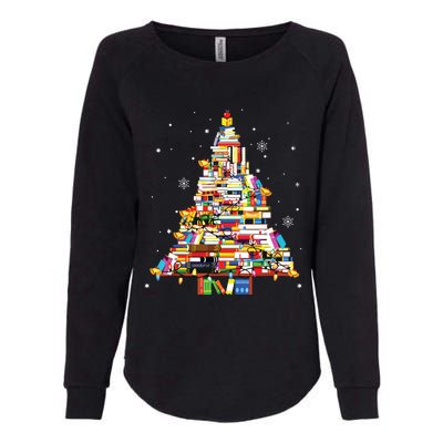 Christmas Library Tree Librarian Book Lover Womens California Wash Sweatshirt