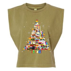 Christmas Library Tree Librarian Book Lover Garment-Dyed Women's Muscle Tee