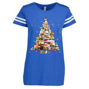 Christmas Library Tree Librarian Book Lover Enza Ladies Jersey Football T-Shirt