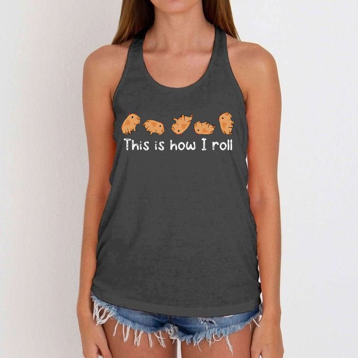 Capybara Lover This Is How I Roll Capybara Women's Knotted Racerback Tank