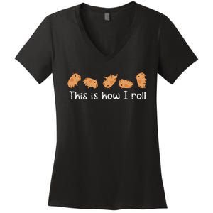 Capybara Lover This Is How I Roll Capybara Women's V-Neck T-Shirt