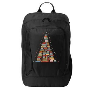 Christmas Library Tree Librarian Book Lover City Backpack