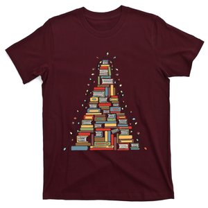 Christmas Library Tree Librarian Book Lover T-Shirt