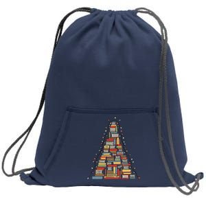 Christmas Library Tree Librarian Book Lover Sweatshirt Cinch Pack Bag