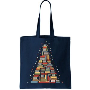 Christmas Library Tree Librarian Book Lover Tote Bag