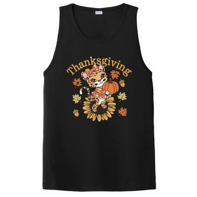 Cute Leopard Thanksgiving Pumpkin Autumn Fall Leopard Gift PosiCharge Competitor Tank