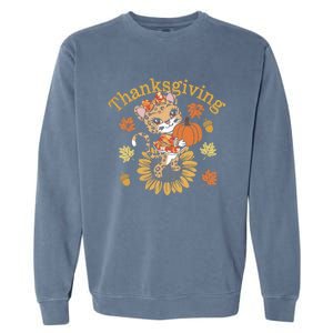 Cute Leopard Thanksgiving Pumpkin Autumn Fall Leopard Gift Garment-Dyed Sweatshirt