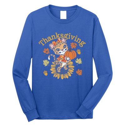 Cute Leopard Thanksgiving Pumpkin Autumn Fall Leopard Gift Long Sleeve Shirt