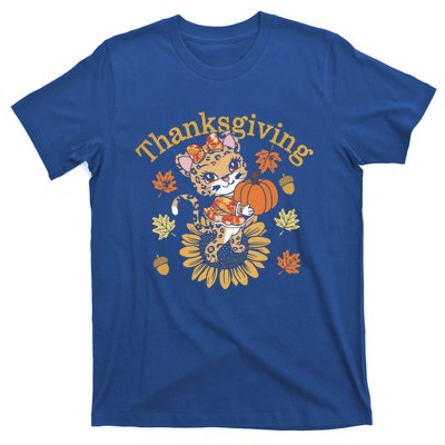 Cute Leopard Thanksgiving Pumpkin Autumn Fall Leopard Gift T-Shirt