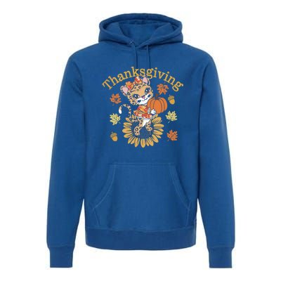 Cute Leopard Thanksgiving Pumpkin Autumn Fall Leopard Gift Premium Hoodie