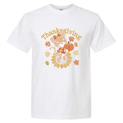 Cute Leopard Thanksgiving Pumpkin Autumn Fall Leopard Gift Garment-Dyed Heavyweight T-Shirt