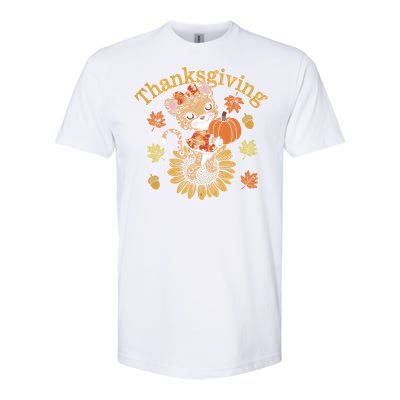 Cute Leopard Thanksgiving Pumpkin Autumn Fall Leopard Gift Softstyle CVC T-Shirt