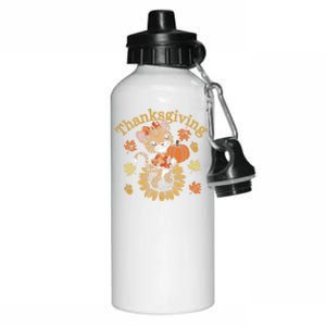 Cute Leopard Thanksgiving Pumpkin Autumn Fall Leopard Gift Aluminum Water Bottle