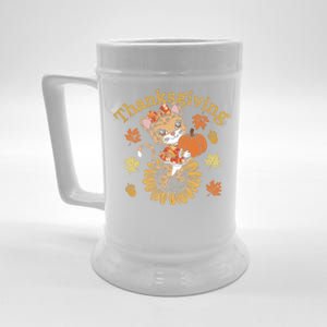 Cute Leopard Thanksgiving Pumpkin Autumn Fall Leopard Gift Beer Stein