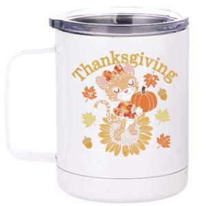 Cute Leopard Thanksgiving Pumpkin Autumn Fall Leopard Gift 12 oz Stainless Steel Tumbler Cup