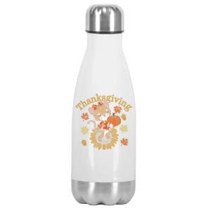 Cute Leopard Thanksgiving Pumpkin Autumn Fall Leopard Gift Stainless Steel Insulated Water Bottle