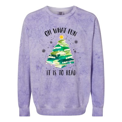 Christmas Library Tree Funny Xmas Librarian And Book Lover Gift Colorblast Crewneck Sweatshirt