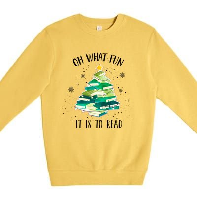 Christmas Library Tree Funny Xmas Librarian And Book Lover Gift Premium Crewneck Sweatshirt