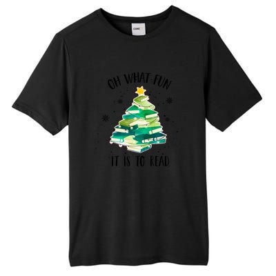 Christmas Library Tree Funny Xmas Librarian And Book Lover Gift Tall Fusion ChromaSoft Performance T-Shirt