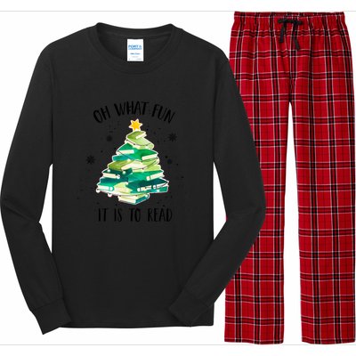 Christmas Library Tree Funny Xmas Librarian And Book Lover Gift Long Sleeve Pajama Set