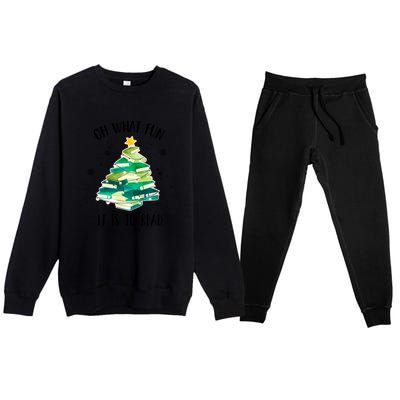 Christmas Library Tree Funny Xmas Librarian And Book Lover Gift Premium Crewneck Sweatsuit Set